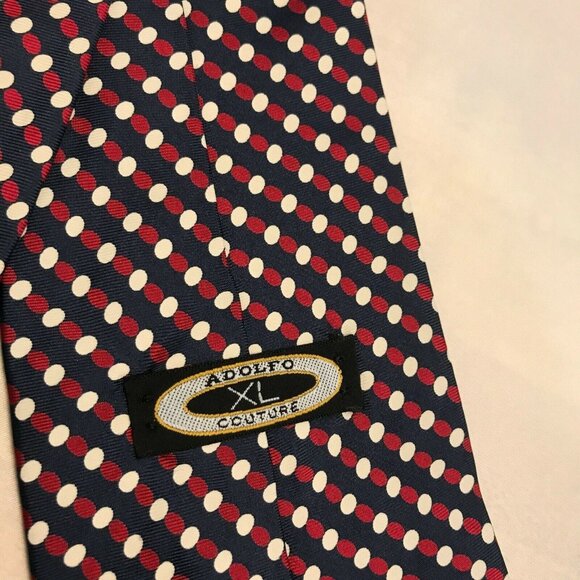 #1222 VTG Adolfo Couture X long polka dot print necktie - Picture 2 of 4